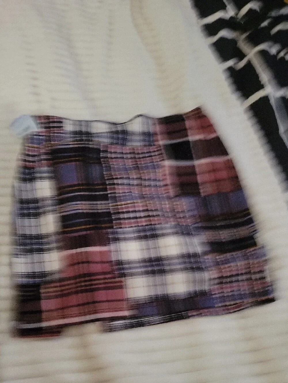 rue21 Patchwork Plaid Mini Skirt in Purple, Pink, Black and White - Picture 4 of 5